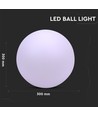 V-Tac RGB LED boll - Uppladdningsbart, med fjärrkontroll, Ø30 cm