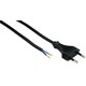 1,5 meter strömkabel, 250V - IP20 inomhus, Svart, Eurokontakt och skalade ledningar, 2,5A