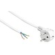 1,5 meter strömkabel - 250V, IP20 inomhus, vit, Schuko-kontakt och avisolerade ledningar, 16A
