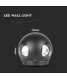 V-Tac 4W LED svart vägglampa - Runda, IP65 utomhusbruk, 230V, inkl. ljuskälla