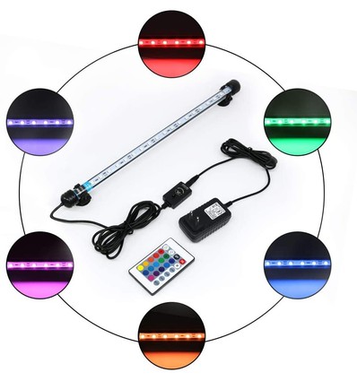 92 cm RGB akvarie armatur - 9W LED, med sugkoppar, IP68
