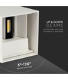 V-Tac 12W LED vit vägglampa - Kvadrat, justerbar spridning, IP65 utomhusbruk, 230V, inkl. ljuskälla
