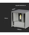 12W LED vägglampa - IP65 utomhus, grå, fyrkantig, justerbar spridning, inkl. ljuskälla