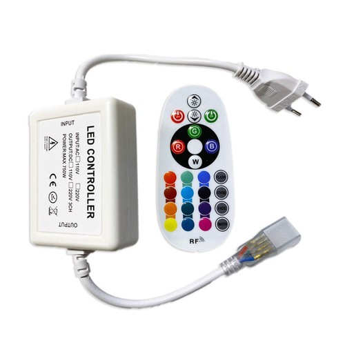RGB kontroller med fjärrkontroll - 230V, memory funktion, Radiostyrd, max. 50m.