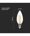 E14 6W LED kronljuslampa - Filament