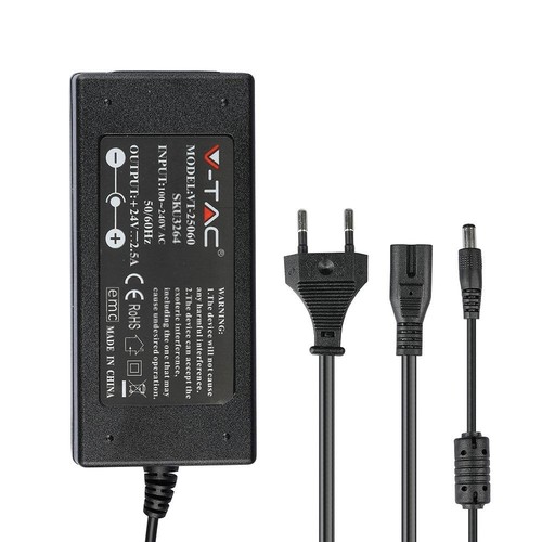 V-Tac 60W strömförsörjning till LED strips - 24V DC, 2,5A, IP44 våtrum