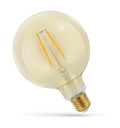 2W LED globlampa - Filament, 12,5 cm, rav färgad glas, extra varm, E27
