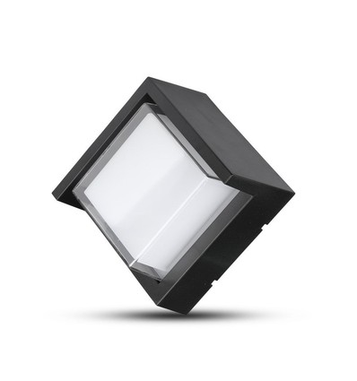 V-Tac 7W LED svart vägglampa - Fyrkantigt, IP65 utomhusbruk, 230V, inkl. ljuskälla