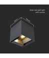 3W Solcellsvägglampa LED - IP65, svart, sensor