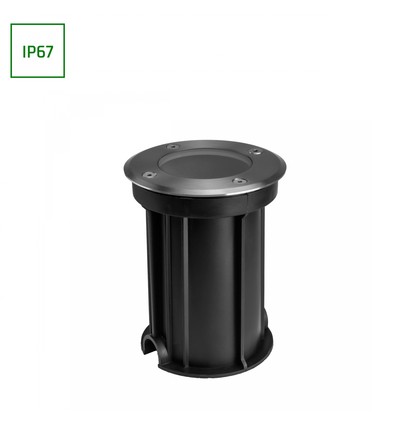 Lukka Connect GU10 250V IP67 Ø108x140 grå runda, nedgrävningsspot, körvägsarmatur, genomkopplad, utan ljuskälla