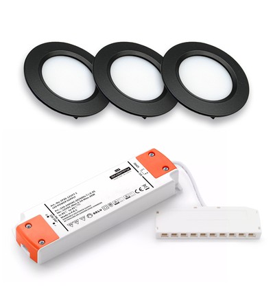 3-pack Reco68 möbelspotlight dimbar - Svart, inkl. dimbart drivdon