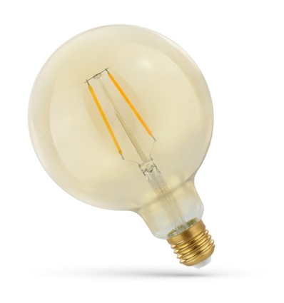 5W LED globlampa - Filament, 12,5 cm, rav färgad glas, extra varm, E27