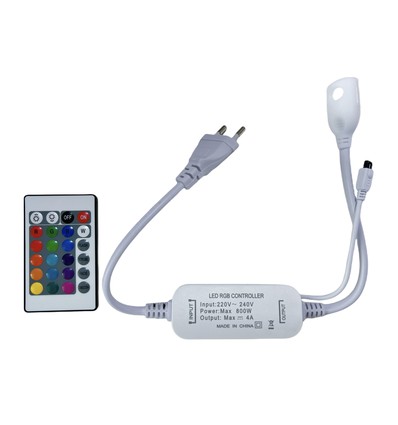230V RGB CLIP-ON-kontroller - Inkl. ändkontakt, för 230V, minnesfunktion, infraröd fjärrkontroll, 50 m