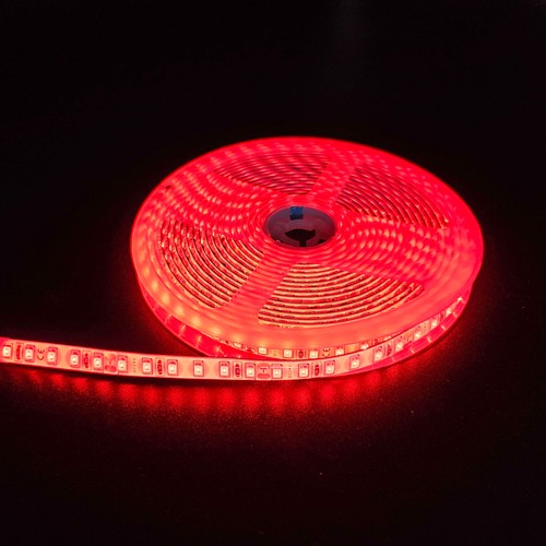 5m 10W/m Röd LED-strip - 24V DC, IP65, 120 LED per meter