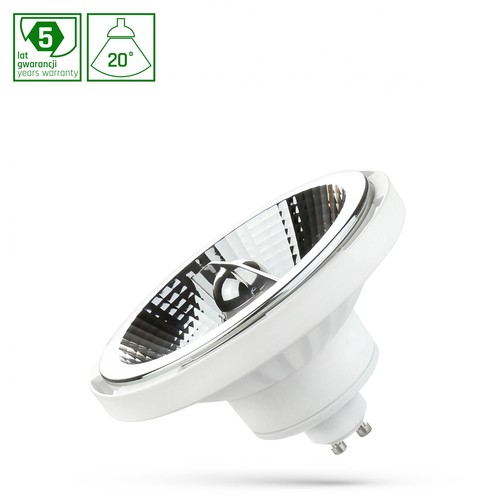 10W AR111 GU10 LED lampa - 3000K (Varmvit), vit