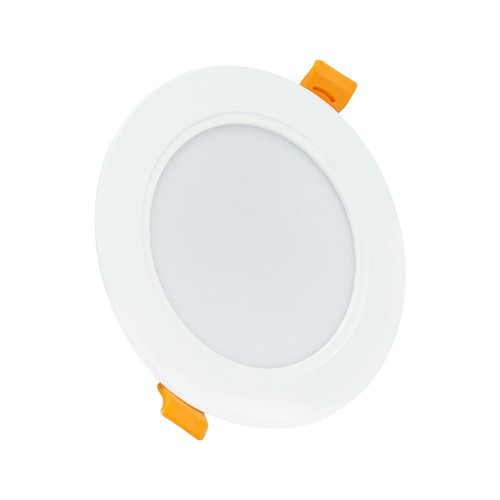 8W Ø11,8cm Infälld spotlight - IP54 stänksäker, Hål: Ø9,2 cm, Mått: Ø11,8 cm, 3,1 cm hög, rund, vit kant
