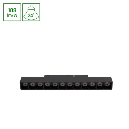 12W SHIFT Basic Linjär Lampa - 3000K, Svart, Gitter S, 22cm