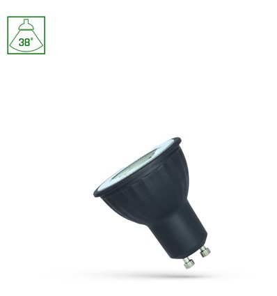 LED GU10 6W 38° Neutral Vit - 230V, med Lins, Svart Hus, Spectrum