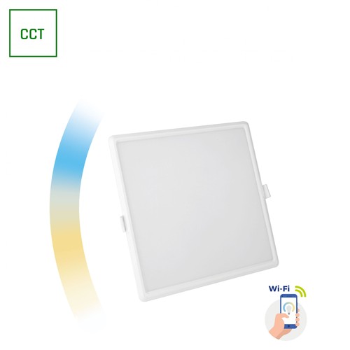 Algine 22W Smart CCT+Dimbar LED downlight panel - Fyrkantig, Wi-Fi, 2000lm, IP20, Hål: 20,5x20,5 cm, Mått: 21,5x21,5 cm