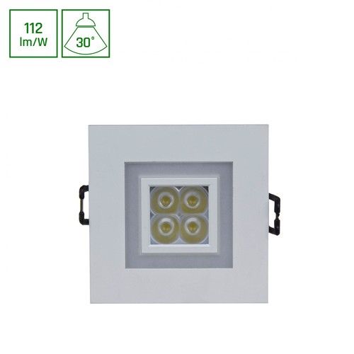 Fiale 4LED 4x1W 30° 230V - Fyrkantig, Varmvit LED-spot, med varmvit ram