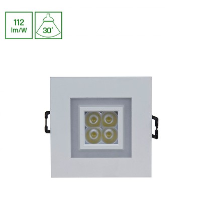 Fiale 4LED 4x1W 30° 230V - Fyrkantig, Varmvit LED-spot, med varmvit ram