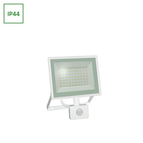 50W Noctis Lux 3 LED strålkastare med sensor - 4000K, IP44, vit, utomhus