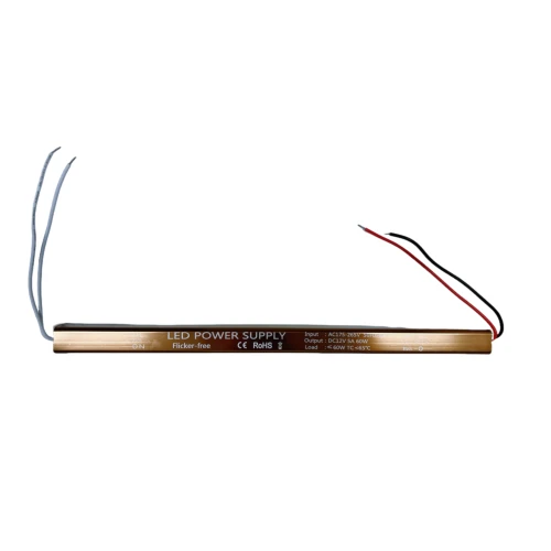 60W / 12V DC strömförsörjning - 5A, IP67, Slim modell, flicker free