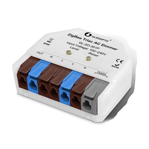Gledopto Pro Zigbee inbyggningsdimmer - Hue kompatibel, push-dim, LED dimmer, 200W, 230V
