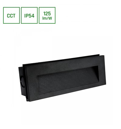 6W trappbelysning CCT - 3 ljusfärger, IP54, Svart, infälld, 23 x 8,4 x 5,2cm, 230V