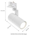 Vit skenaspotlight med GU10 sockel - Passar till V-Tac skenor/Global, 3-fas, utan ljuskälla