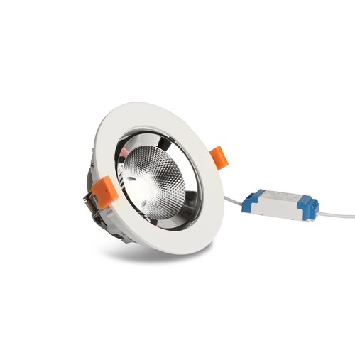 10W Ø14cm Downlight - Hål: Ø13 cm, Mått: Ø14 cm, 800lm, Justerbar vinkel