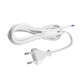 150cm strömkabel, 250V - IP20 inomhus, Vit, Eurokontakt och avisolerade ledningar, 6A