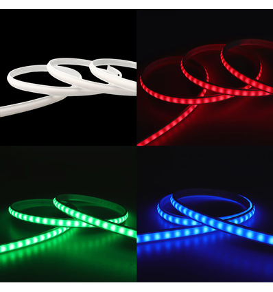 5m 9W/m RGB CLIP-ON LED-strip - 230V, IP65 vattentät, vitt hölje, 60 LED