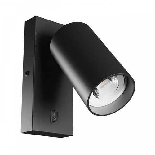 GU10 vägglampa med strömbrytare - vägglampa utan ljuskälla, 230V, IP20, Ø55x100mm, svart, rund, spektrum