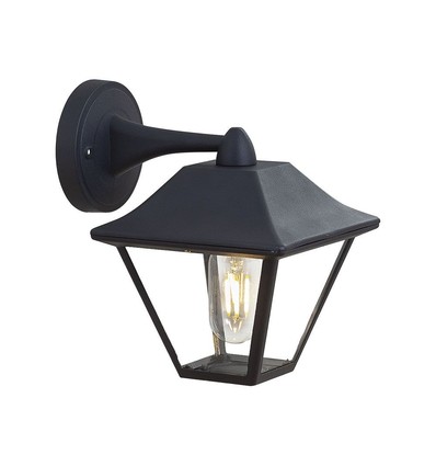 E27 Vägglampa - IP44 utomhus, svart, utan ljuskälla