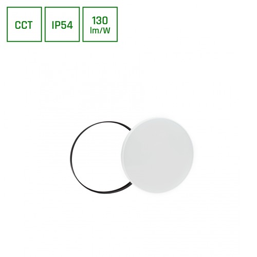 NYMPHEA 24W - Svart Vita Ringar, CCT, 230V, 115°, IP54, Ø320x52, Vit/Svart, Rund