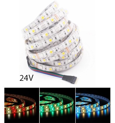 12W/m RGB+CW LED strip - 5 meter, IP65, 60 LED per. meter, 24V