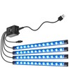 LED-strip för bil - Musikstyrning, 4x0,225m, USB-driven, 20-knapps fjärrkontroll