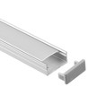 Aluprofil 18x8 till IP65 / IP68 LED strip - 1 meter, inkl. mjölkvitt cover och klips