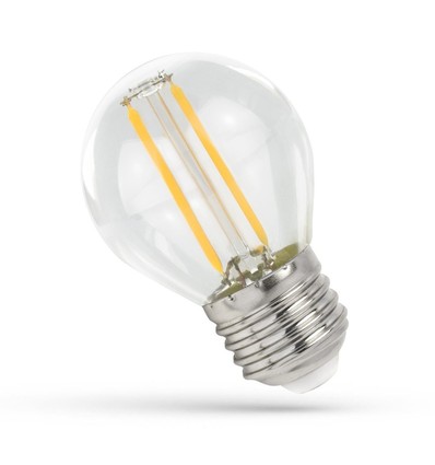 1W LED liten globlampa - G45, filament, klart glas, E27