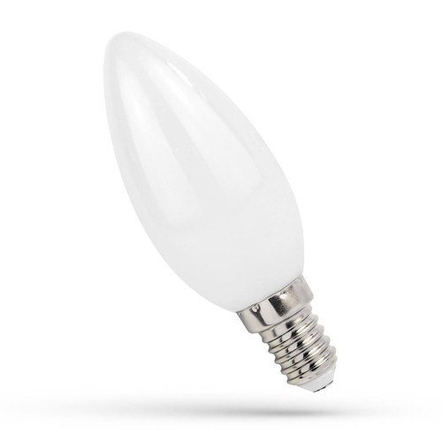 1W LED kronljus - C35, filament, frostad glas, E14