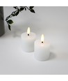 LED Blockljus, 2 st, flameffekt, vit - 5cm hög, Ø5cm, fungerar med fjärrkontroll, äkta stearin