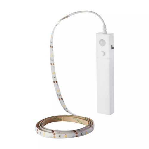 1m 2,4W/m stänksäker LED-strip - 6V DC, IP65, PIR-sensor, batteri, 30 LED per meter