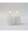 LED Blockljus, 2 st, flameffekt, vit - 7,5 cm hög, Ø5 cm, fungerar med fjärrkontroll, äkta stearin