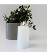 LED Blockljus 12,5cm hög, smält-look, flameffekt - Ø7,5cm, 12,5cm hög, fungerar m. fjärrkontroll, timer, äkta stearin