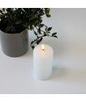LED Blockljus 12,5cm hög, smält-look, flameffekt - Ø7,5cm, 12,5cm hög, fungerar m. fjärrkontroll, timer, äkta stearin