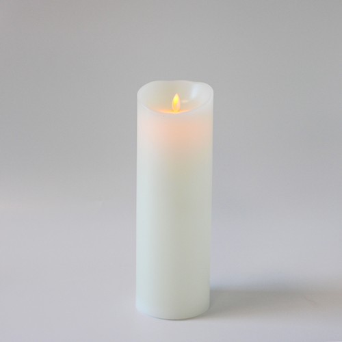 LED XL Blockljus 30cm hög, flameffekt, vit - Ø10cm, 30cm hög, fungerar med fjärrkontroll, timer, äkta stearin