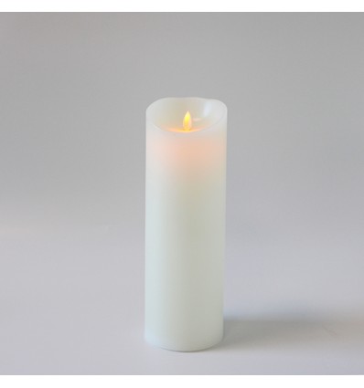 LED XL Blockljus 30cm hög, flameffekt, vit - Ø10cm, 30cm hög, fungerar med fjärrkontroll, timer, äkta stearin