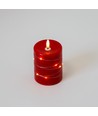 LED Blockljus med ljusslinga, 10cm hög, flameffekt - Ø7,5cm, 10cm hög, fungerar m. fjärrkontroll, äkta stearin, röd