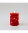 LED Blockljus med ljusslinga, 10cm hög, flameffekt - Ø7,5cm, 10cm hög, fungerar m. fjärrkontroll, äkta stearin, röd